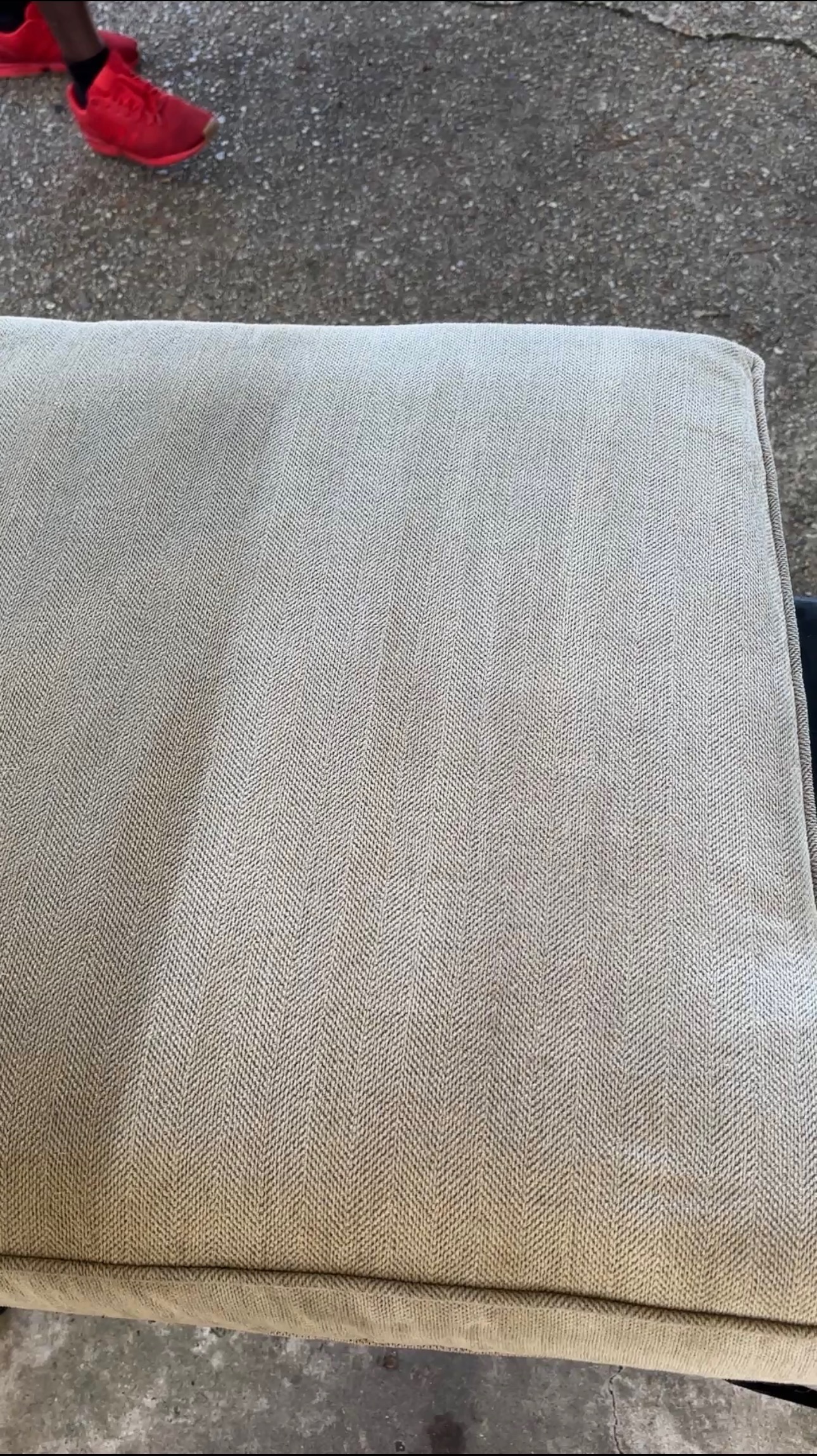 Light-colored sofa cushions before professional furniture and upholstery cleaning